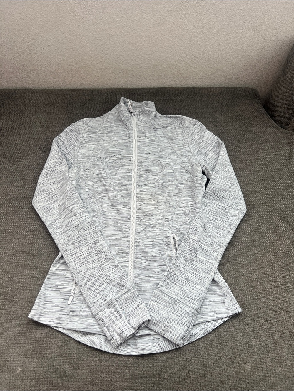 lululemon athletica Heathered Light Gray Full-Zip Bomber Jacket
